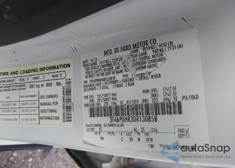 2013 Ford Fusion Se z USA, uszkodzony, nr VIN 3FA6P0HR3DR130858